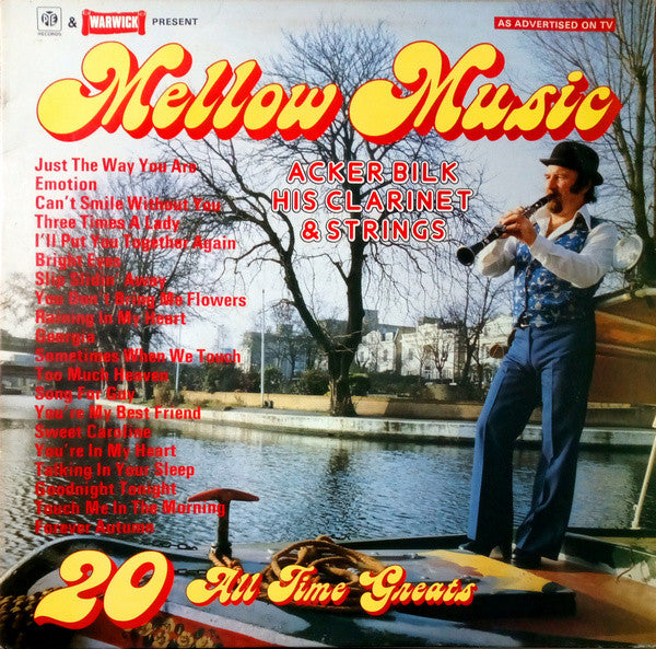 Acker Bilk His Clari - Mellow Music 20 All Time Greats - Used Vinyl