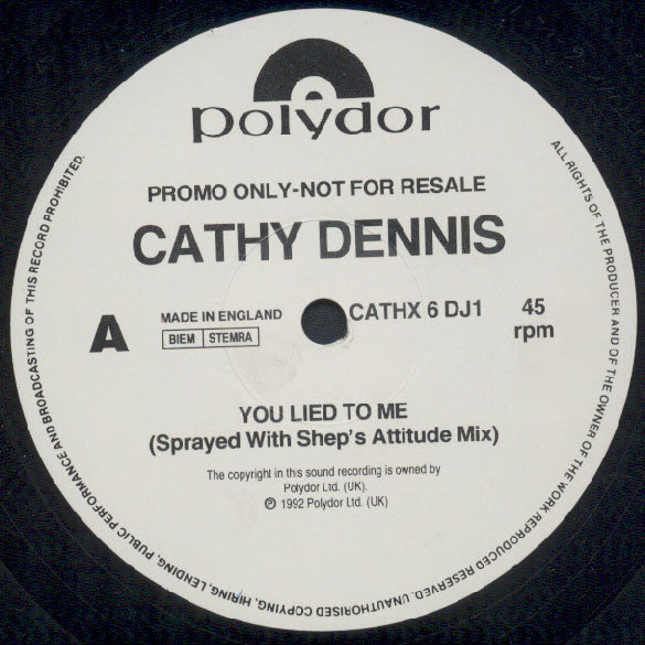 Cathy Dennis - You Lied To Me - Used Vinyl Record 12"