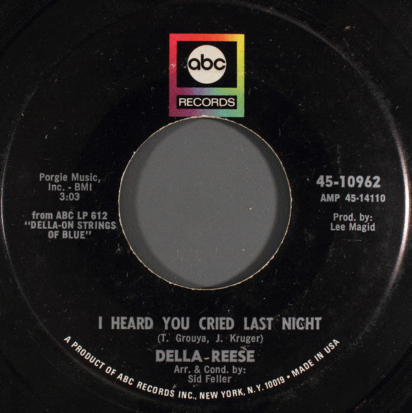 Della Reese - I Heard You Cried Last Night - Used Vinyl Record 7"
