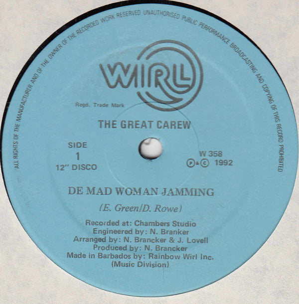Great Carew - De Mad Woman Jamming - Used Vinyl Record 12"