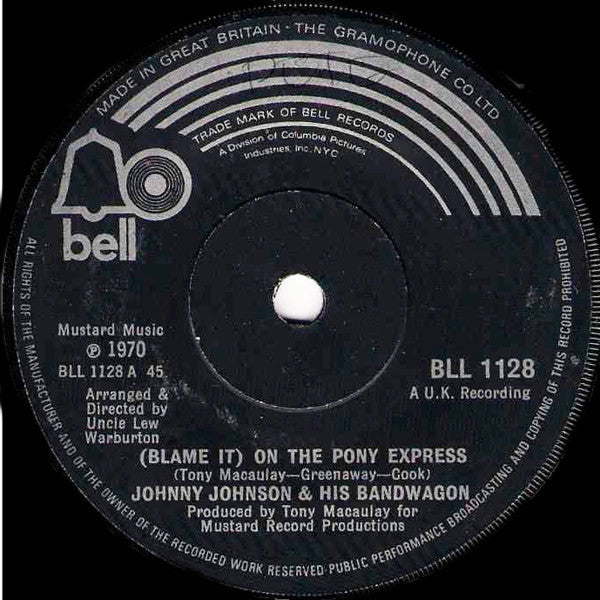 Johnny Johnson And T - (Blame It) On The Pony Express - Used Vinyl R