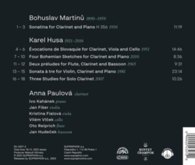 KAREL HUSA BOHUSLAV - MUSIC FOR CLARINET - CD