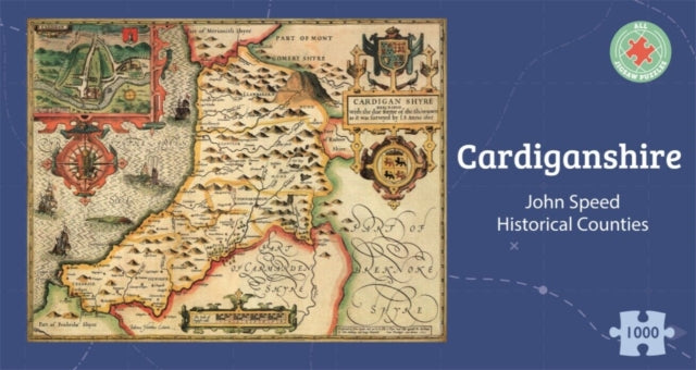 Cardiganshire Historical 1610 Map 1000 Piece Puzzle - Paperback