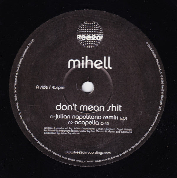Mihell - Don't Mean Shit - Used Vinyl Record 12"