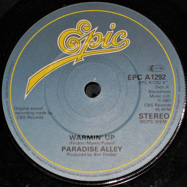 Paradise Alley - Warmin' Up - Used Vinyl Record 7"