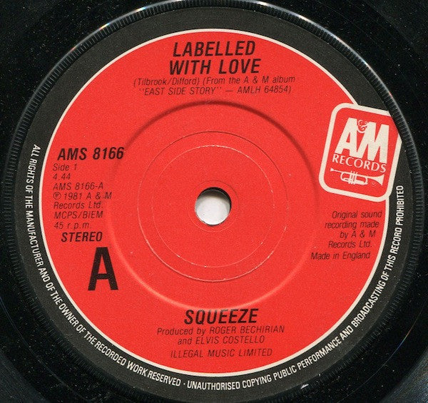 Squeeze - Labelled With Love - Used Vinyl Record 7"