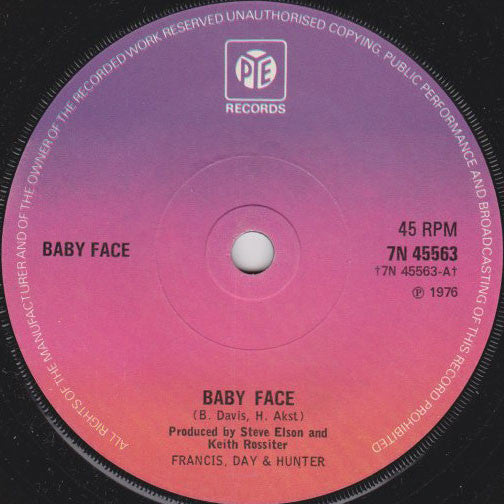 Baby Face - Used Vinyl Record 7"