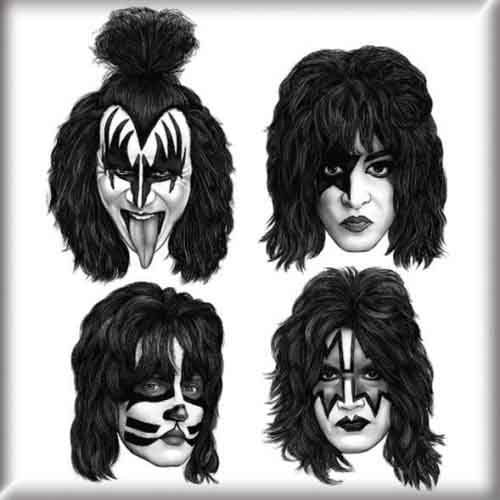 KISS - Fridge Magnet: Graphite Faces - TV Memorabilia Fridge Magnets