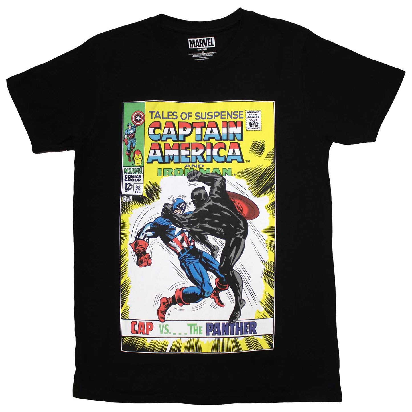 Comics - tshirt - Unisex - Short Sleeves - Cap vs The Panther - Medium