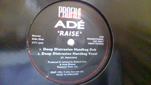 Ade - Raise (Remixes) - Used Vinyl Record 12"