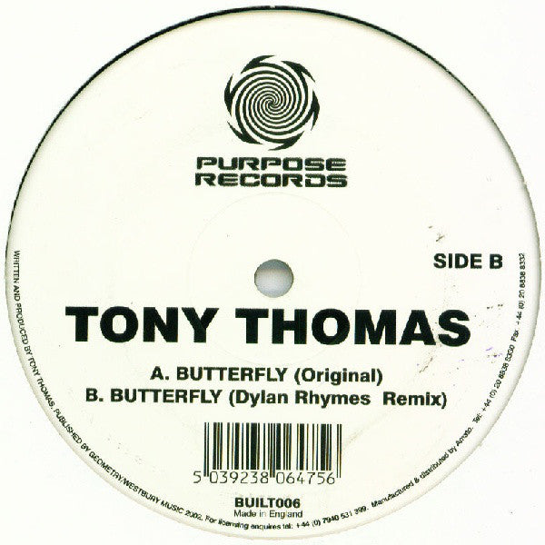 Tony Thomas - Butterfly - Used Vinyl Record 12"