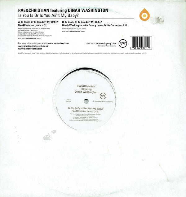 Rae & Christian - Is You Is Or Is You Ain't My Baby? - Used Vinyl Rec