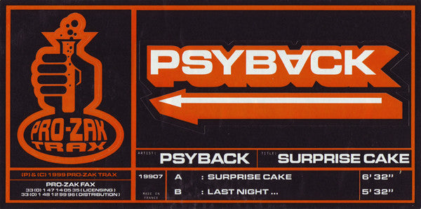 Psyback - Surprise Cake - Used Vinyl Record 12"