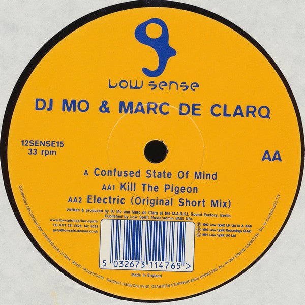 DJ Mo vs. Marc De Cl - Confused State Of Mind - Used Vinyl Record 12"