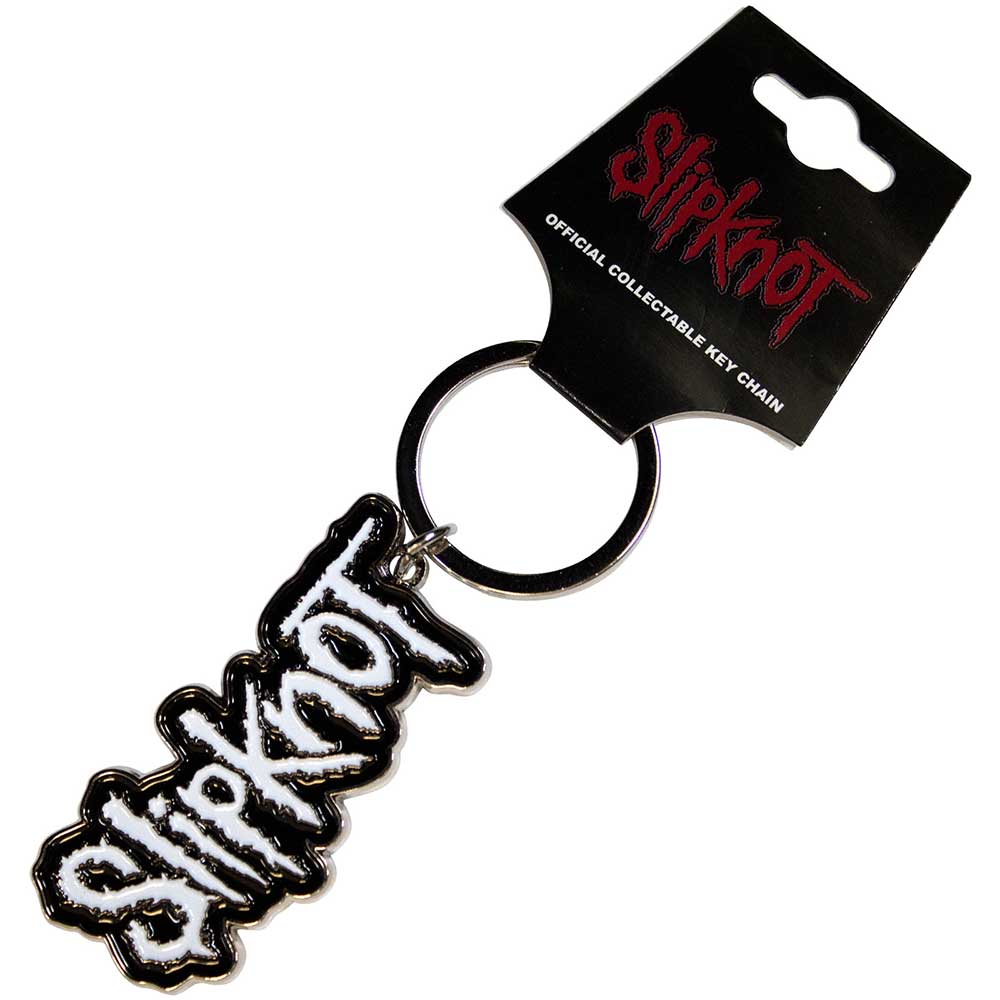 Slipknot - Keychain: - keyrings - White Logo Black Border - One Size