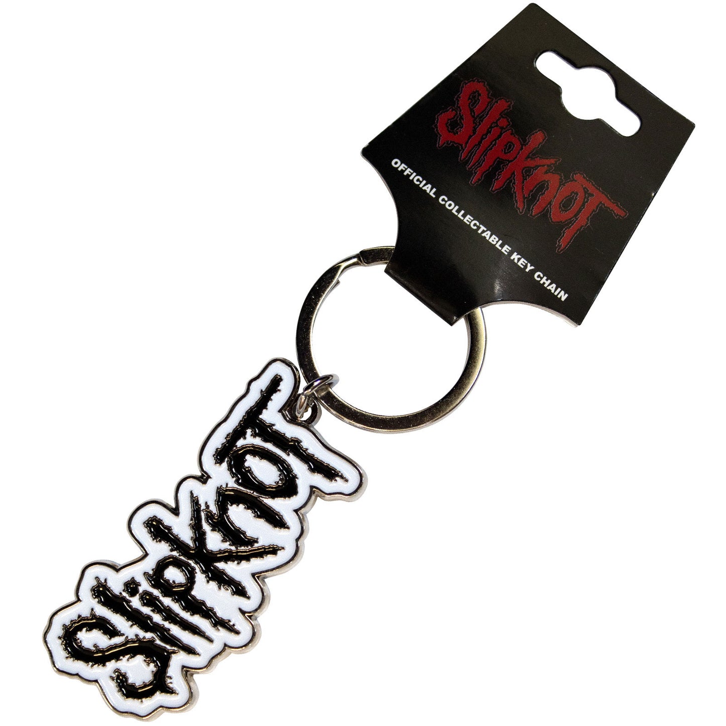 Slipknot - Keychain: - keyrings - Black Logo White Border - One Size