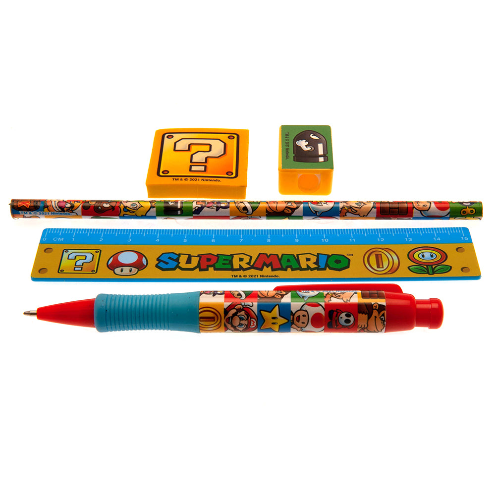 Super Mario - 5pc Stationery Set Group - New Stationery Sets