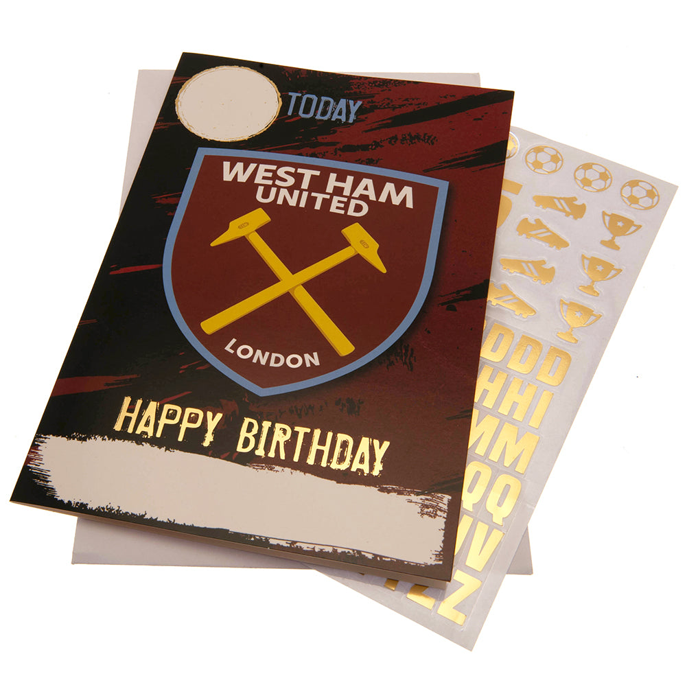 West Ham United FC - Birthday Card With Stickers - Cards & Gift Wrap