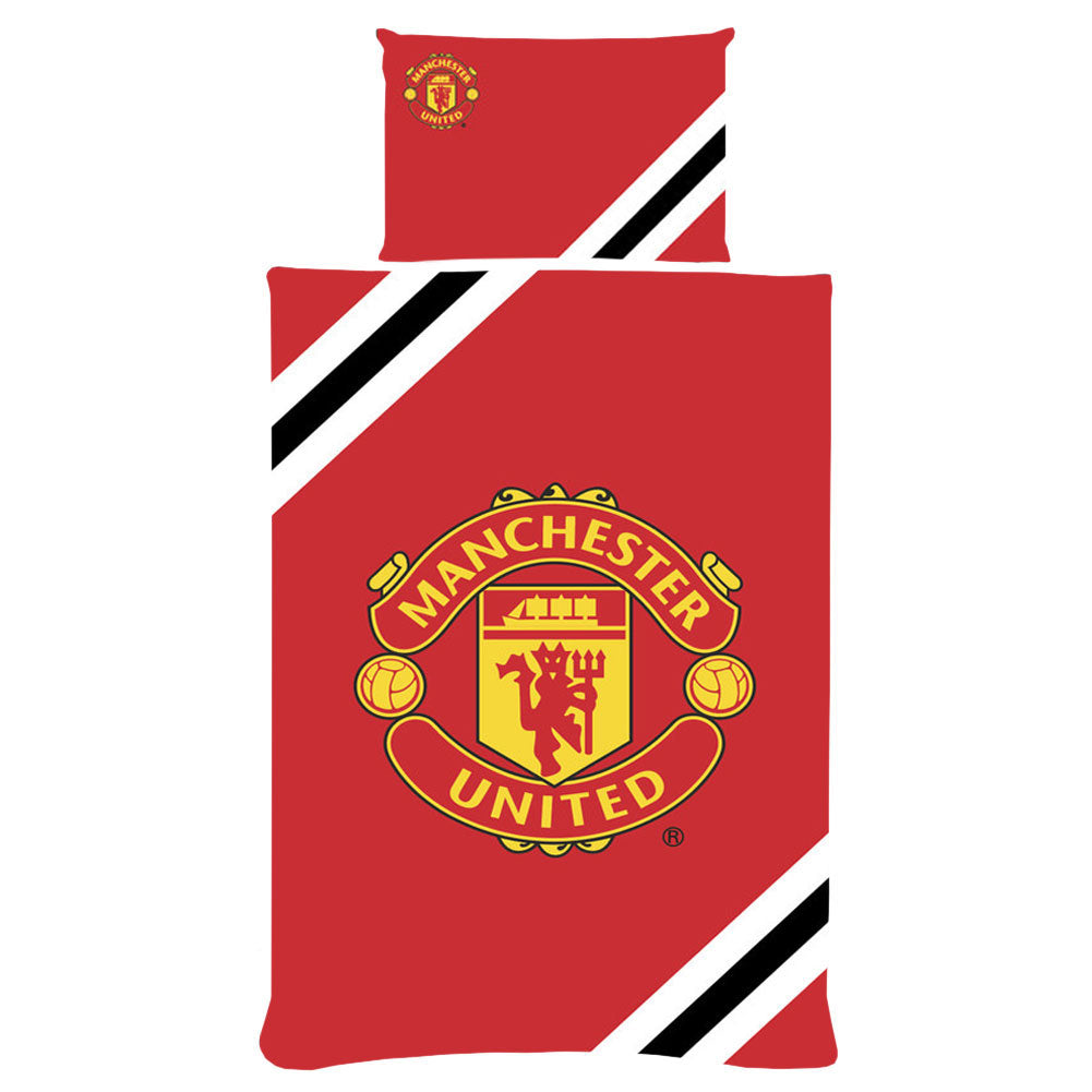 Manchester United FC - Core Stripe Single Duvet Set - Bed Linen