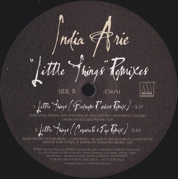 India.Arie - "Little Things" Remixes - Used Vinyl Record 12"
