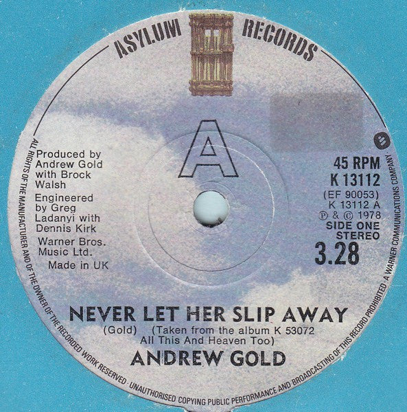 Andrew Gold - Never Let Her Slip Away - Used Vinyl Record 7"