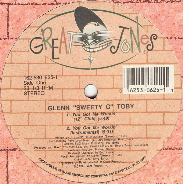 Glenn "Sweety G" Tob - You Got Me Workin' - Used Vinyl Record 12"