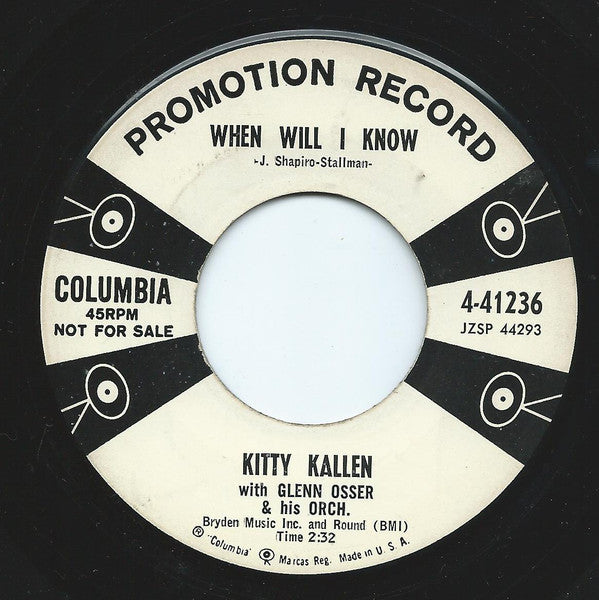 Kitty Kallen - When Will I Know / Love Is A Sacred Thing - Us