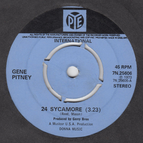 Gene Pitney - 24 Sycamore - Used Vinyl Record 7"
