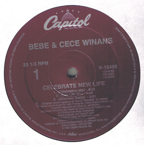 Bebe & Cece Winans - Celebrate New Life - Used Vinyl Record 12"