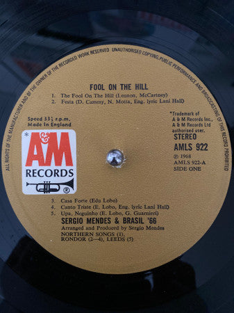 Sergio Mendes & Bras - Fool On The Hill - Used Vinyl Record