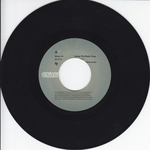 Erasure - Love To Hate You - Used Vinyl Record 7"