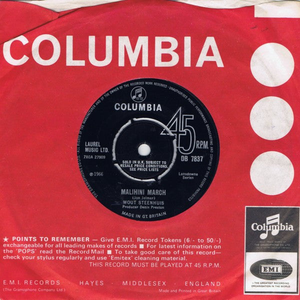 Wout Steenhuis - Malihini March - Used Vinyl Record 7"