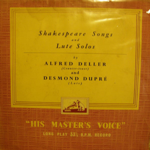 Alfred Deller - Shakespeare Songs And Lute Solos - Used Vinyl Record