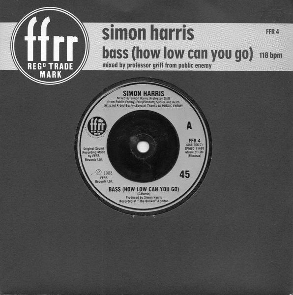 Simon Harris - Bass (How Low Can You Go) - Used Vinyl Record 7"