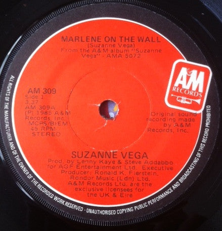 Suzanne Vega - Marlene On The Wall - Used Vinyl Record 7"
