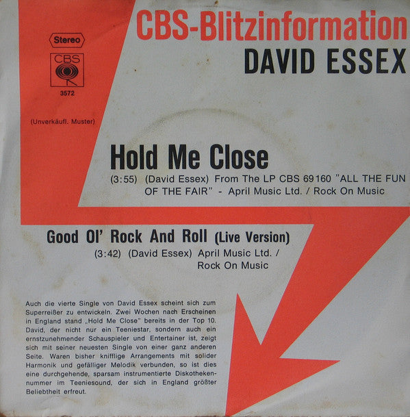 David Essex - Hold Me Close - Used Vinyl Record 7"