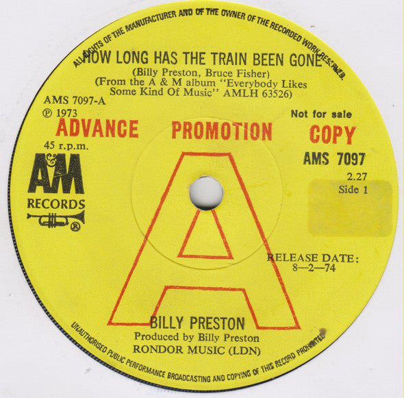 Billy Preston - How Long Has The Train Been Gone - Used Vinyl