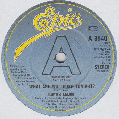 Tomas Ledin - What Are You Doing Tonight? - Used Vinyl Record
