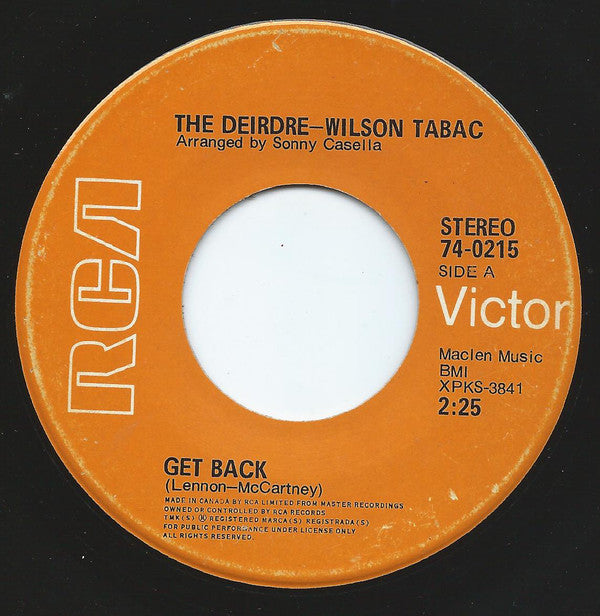 Deirdre Wilson Tabac - Get Back / Angel Baby - Used Vinyl Record 7"