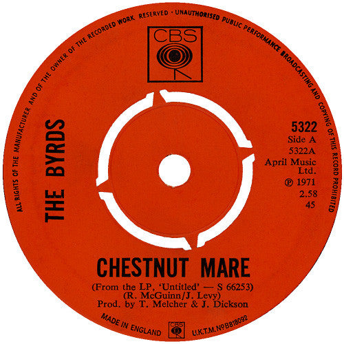 Byrds - Chestnut Mare - Used Vinyl Record 7"