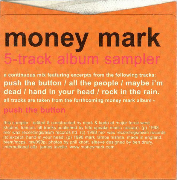 Money Mark - Push The Button - 5 Track Album Sampler - Used