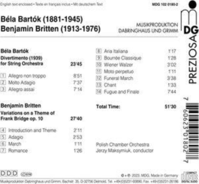 Bartok & Britten: Orchestral Works - CD