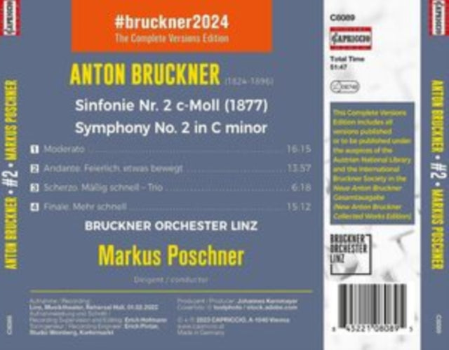 BRUCKNER ORCHESTER L - BRUCKNER - SYMPHONY NO 2 - CD