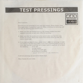 Demdike Stare - Testpressing #001 - New Vinyl Record 12"