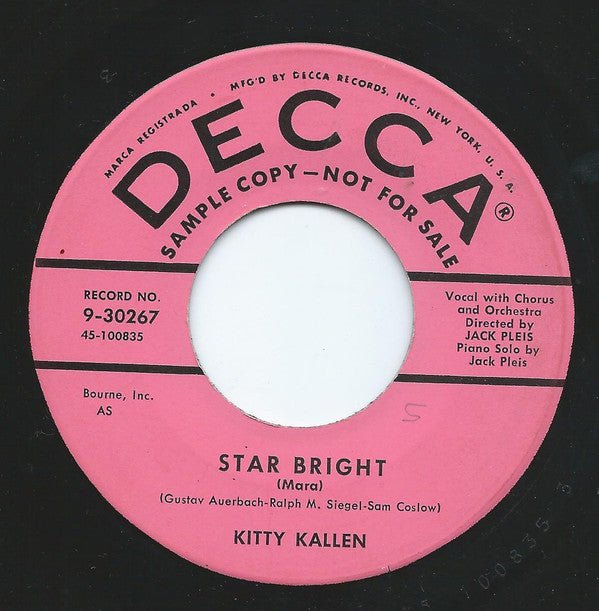 Kitty Kallen - Star Bright - Used Vinyl Record 7"