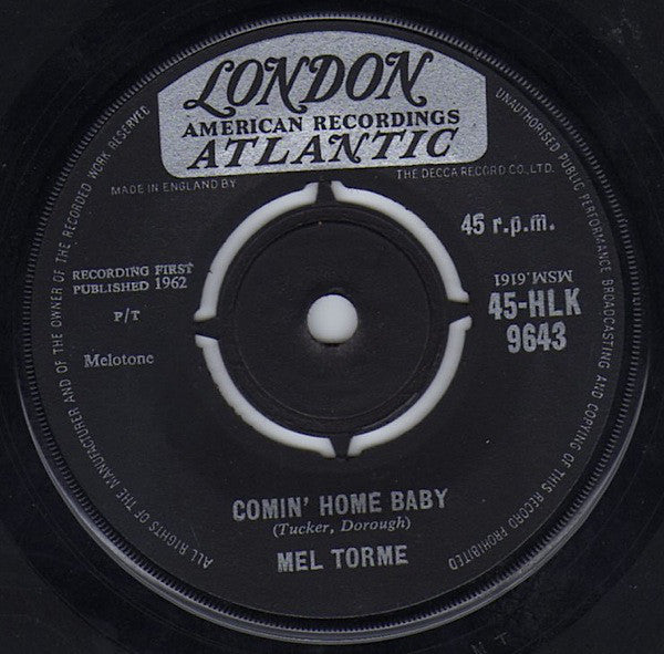 Mel Torme - Comin' Home Baby - Used Vinyl Record 7"