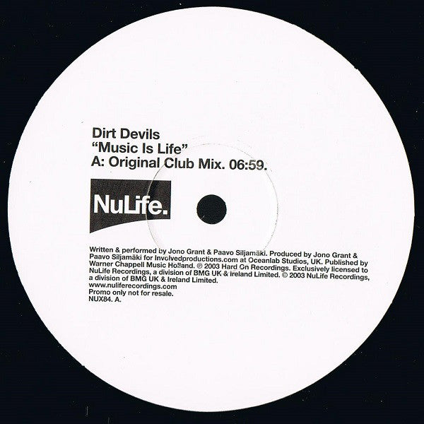 Dirt Devils - Music Is Life - Used Vinyl Record 12"