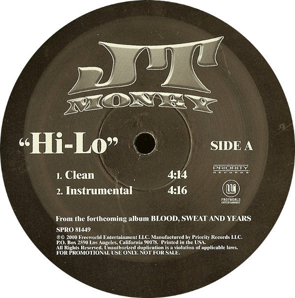 JT Money - Hi-lo - Used Vinyl Record 12"