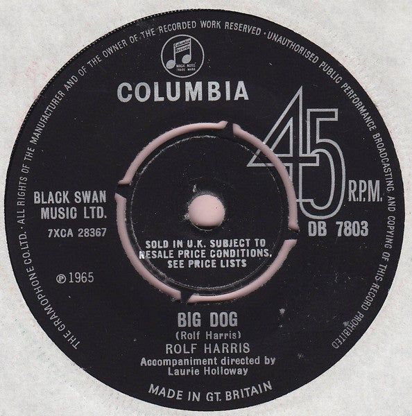 Rolf Harris - Big Dog - Used Vinyl Record 7"