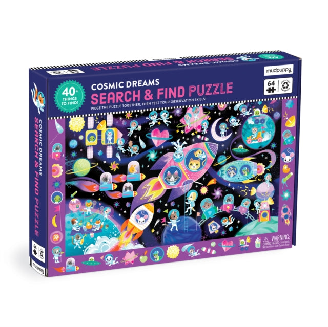Mudpuppy - Cosmic Dreams 64 Piece Search & Find Puzzle - New Jigsaw Pu